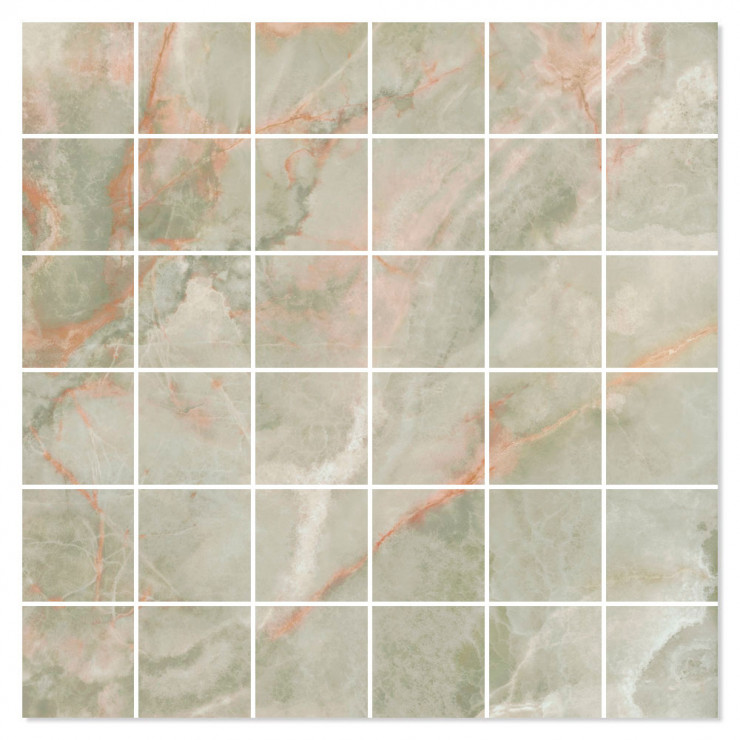 Marmor Mosaik Klinker Lux Cirrus Grøn Poleret 30x30 (5x5) cm-0